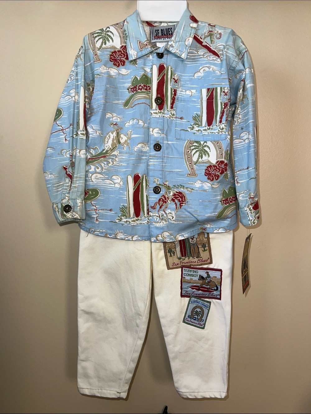 Vintage Kids 2 Piece Set With Surfing Cowboy Theme​